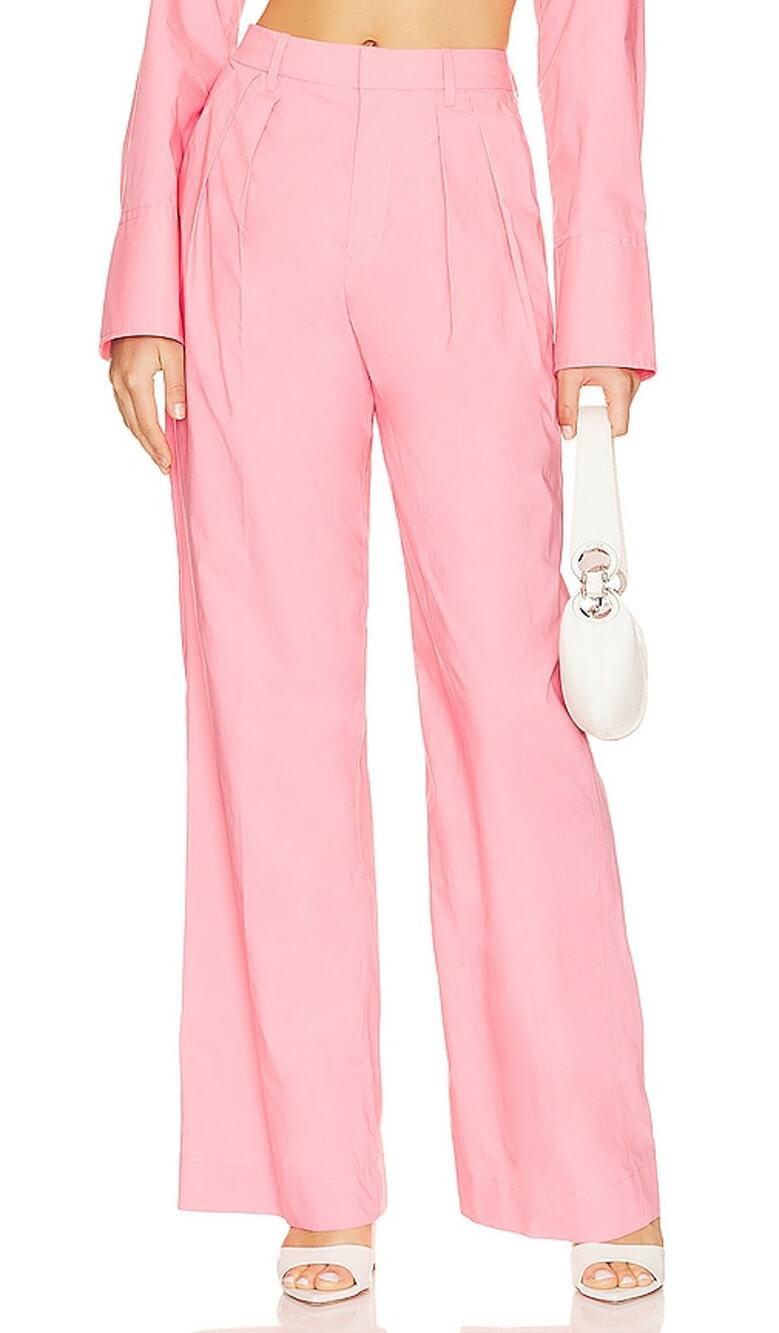 L'Academie Pleated Pink Dallion Poplin Pants Size S